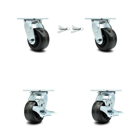 Service Caster 4 Inch Phenolic Caster Set with Ball Bearings 2 Swivel Lock 2 Brake SCC SCC-30CS420-PHB-BSL-2-TLB-2